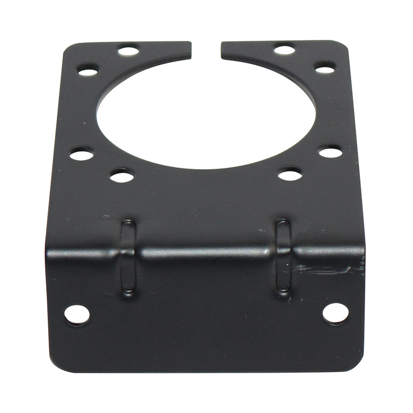 Gehoekte stekkerdooshouder - zwart metaal - 9,25 x 7 cm - geschikt voor 7 en 13-polige stekkerdoos