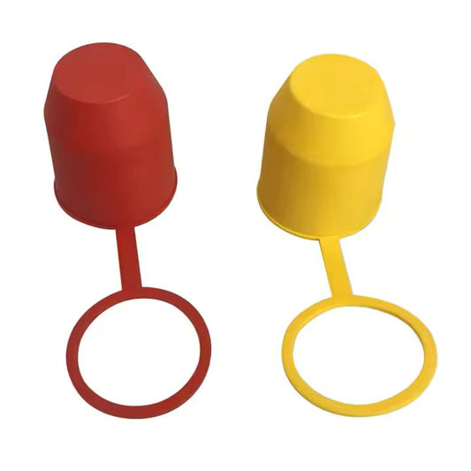 Trekhaakdop met bevestigingsring rood/geel