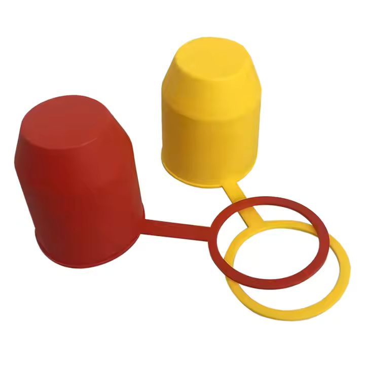 Trekhaakdop met bevestigingsring rood/geel