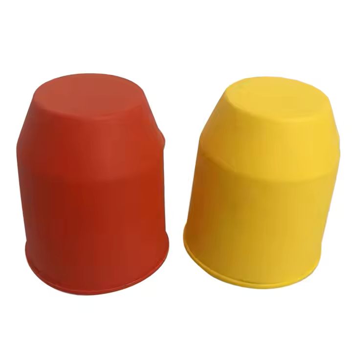 Trekhaakdop met bevestigingsring rood/geel