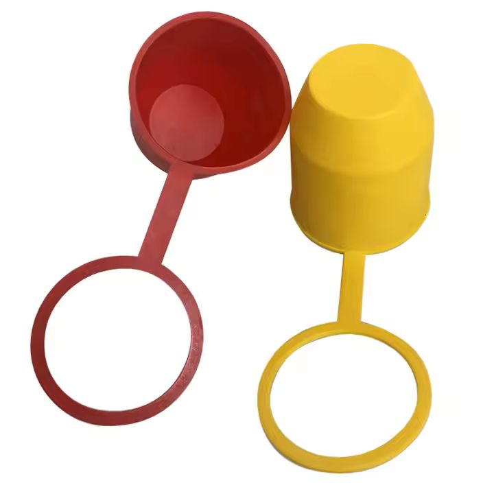 Trekhaakdop met bevestigingsring rood/geel