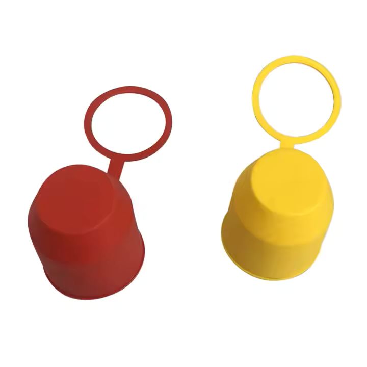 Trekhaakdop met bevestigingsring rood/geel
